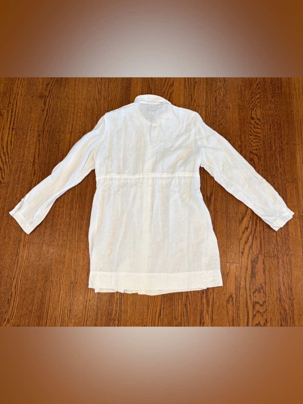J Jill Linen White Button-Up Drawstring Tunic - women’s large - Picture 6 of 8